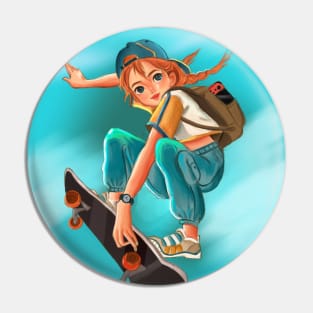 Skate Boarder Girl Pin