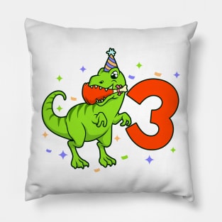 I am 3 with TREX - boy birthday 3 years old Pillow