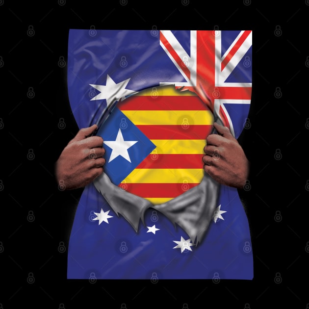 Catalonia Flag Australian Flag Ripped - Gift for Catalan From Catalonia by Country Flags