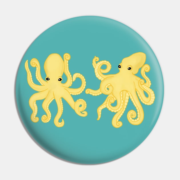 Yellow Octopi Pin by tangerinetane