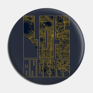 Los Angeles, USA City Map Typography - Gold Art Deco Pin