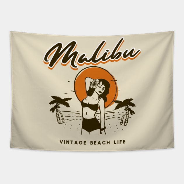 Malibu California Vintage Beach Life Tapestry by letnothingstopyou