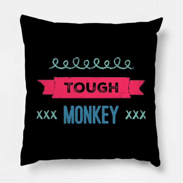 Tough Monkey Sweet Monkey Pillow by BoogieCreates