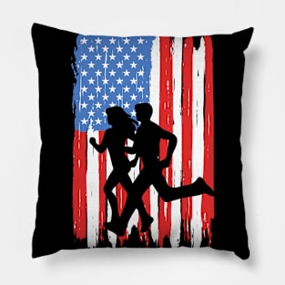 American Flag 5k Run Graphic Pillow