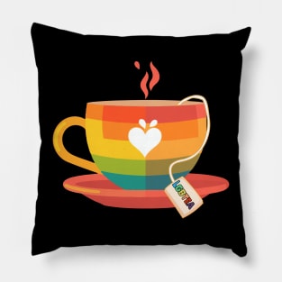 Proud LGBTQ gay pride tea drinker Rainbow Colored Tea Cup LGBTea Pillow