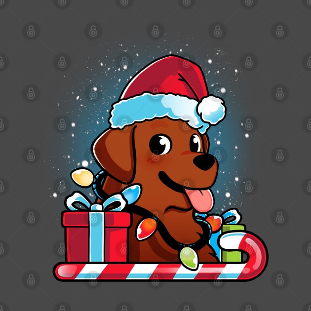 Chocolate Brown Labrador Dog Christmas by Digital Magician