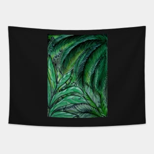 ABSTRACT EMERALD PALMS Tapestry