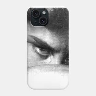 reinterpretation of the gaze of The Fallen Angel black and white (oil on canvas), Alexandre Cabanel Phone Case