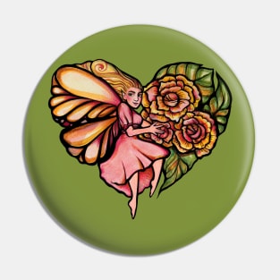 Flower Fairy Garden Heart Pin