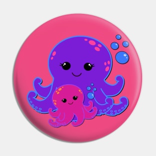 Mom and baby Octopus Pin