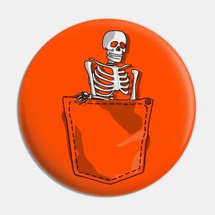 Skeleton in my Pocket - Halloween Orange Pocket Design Pin