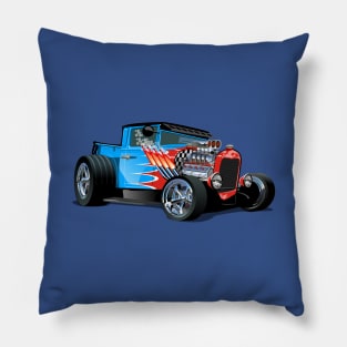 Cartoon retro hot rod Pillow