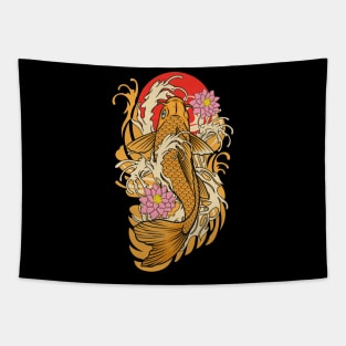 Koi Fish and Lotus Flowers Tapestry