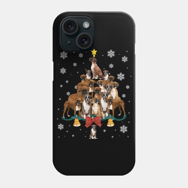 Boxer Dog Christmas Tree Boxer Dog Santa Hat Lights Phone Case by IainDodes