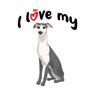 I Love My Black & White Whippet Dog T-Shirt