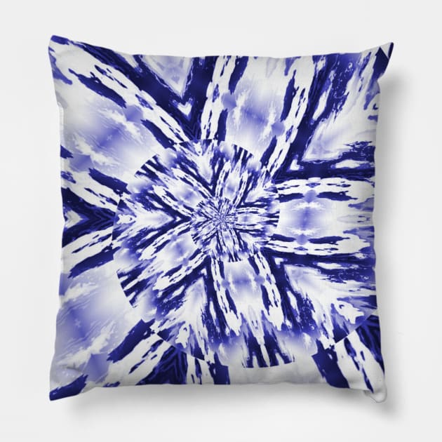 Blue Batik Ikat Seashell Pillow by Moon Art