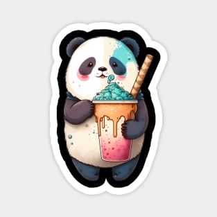 Kawaii Panda Drinking Boba Tea Anime Cute Animals Drinking Boba Magnet