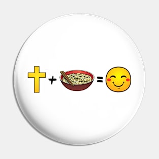 Christ plus Noodles equals happiness Pin