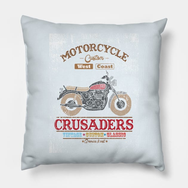 VINTAGE MOTORCYCLE Pillow by theanomalius_merch