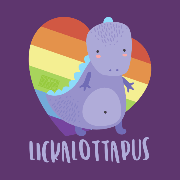 RAINBOW HEART LICKALOTTAPUS DINOSAUR LESBIAN PRIDE by porcodiseno