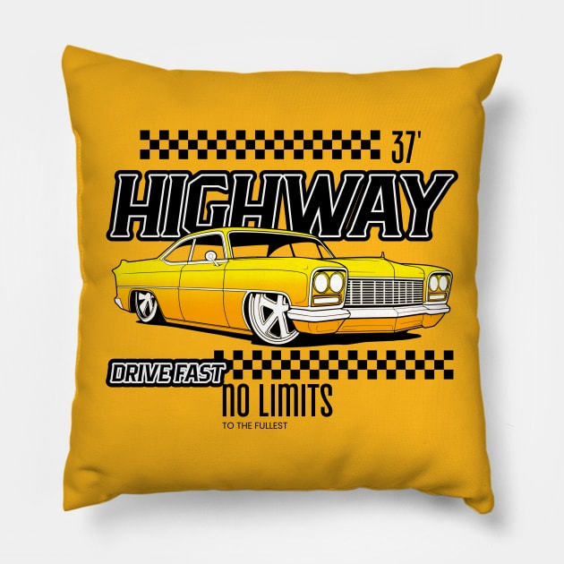 Low Rider Classic Car Lover Pillow by Tip Top Tee's