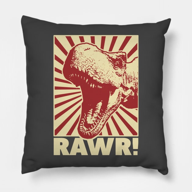 RAWR Tyrannosaurus Rex T-Rex Vintage Retro T Rex Pillow by TinusCartoons