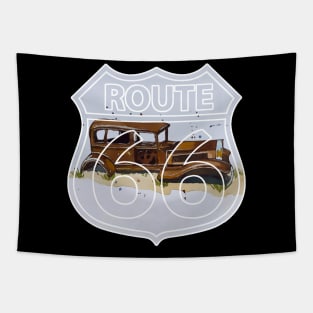 1932 Car along Route 66 in the Petrfied Woods National Park- WelshDesigns Tapestry