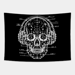 skull with headphones Tapestry