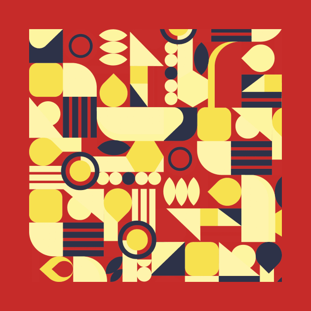 geometric pattern abstract  yellow red by carolsalazar