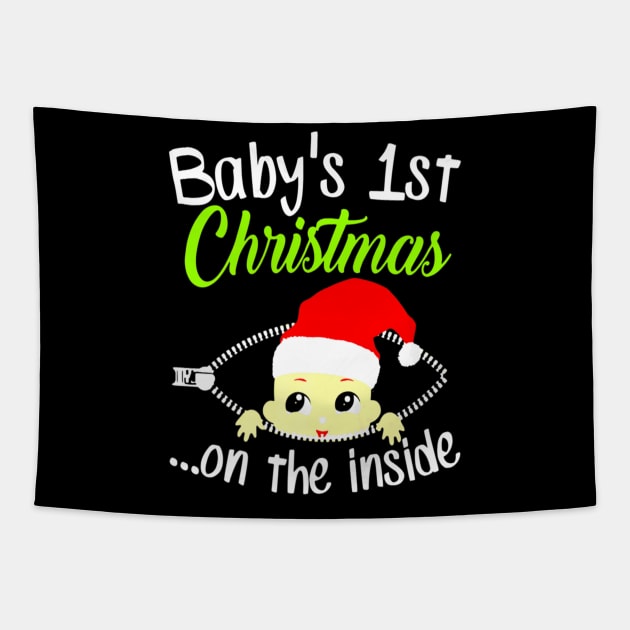 Babys First Christmas Pregnancy Mother Mom Cutes Tapestry by Stick Figure103