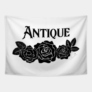 Antique Roses in Black and White Seamless Pattern Print Tapestry