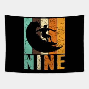 9th Surfing Birthday 9 Year Old 9yr Boy Girl Tapestry