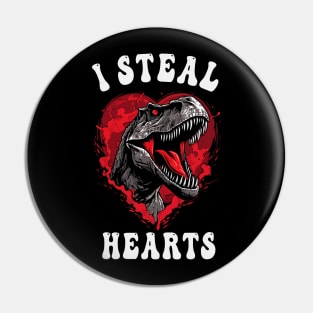 Boys Valentines Day Dinosaur I Steal Hearts Men Love T Rex Pin