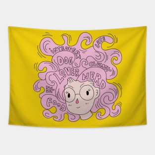 Curly Pink Hair Tapestry