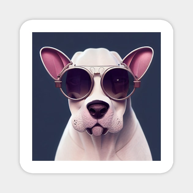 Bull Terrier wearing a aviator glasses Magnet by Studiowatermars