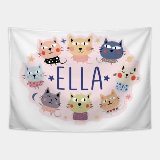 Ella name with cartoon cats Tapestry