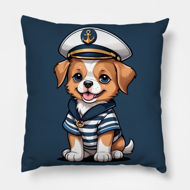 Cute Puppy Wearing Sailor Outfit Pillow by Leon Star Shop