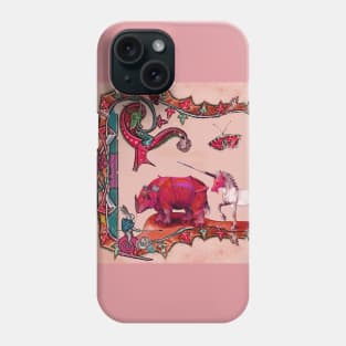 WEIRD MEDIEVAL BESTIARY IN PINK, DRAGON,UNICORN ,RHINO AND KILLER RABBIT Phone Case