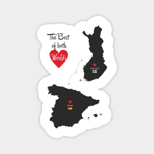 The Best of both Worlds - Finland - Spain Magnet by YooY Studio