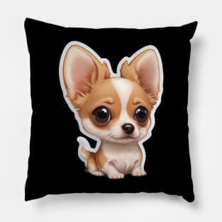 digital sticker of a chihuahua dog in 4k Pillow