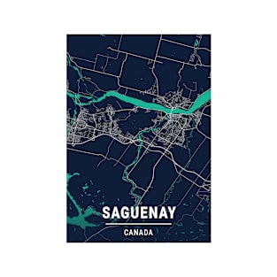 Saguenay Blue Dark Color City Map T-Shirt