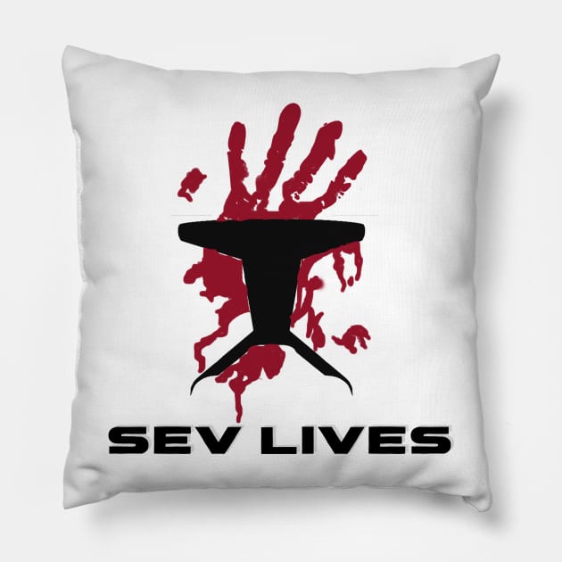 Sev Lives Handprint T-Shirt Pillow by Cmmndo_Sev