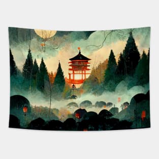 Lanterns in the forest Tapestry