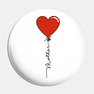 Mothers Day Heart Balloon - Mother - Red Pin