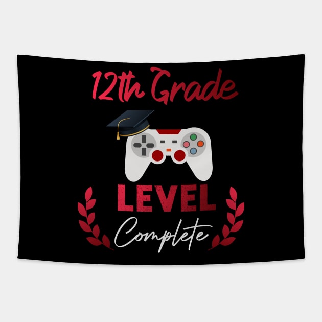 12th Grade Level Complete, 12th grade Graduation Gamer Tapestry by foxfieldgear