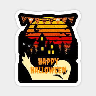 Vintage Style Haunted House – Happy Halloween Tee Shirt Magnet