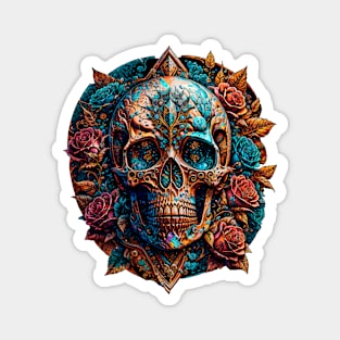 Skull & Roses (1.1) - Trippy Psychedelic Skulls Magnet