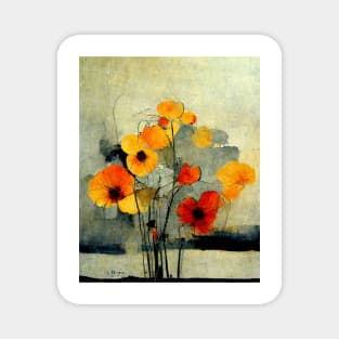 Yellow flowers in an aquarelle painting Magnet