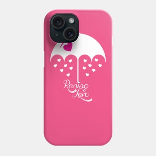Raining love pink white umbrella Phone Case
