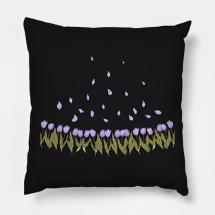 Violet tulips over deep purple background Pillow